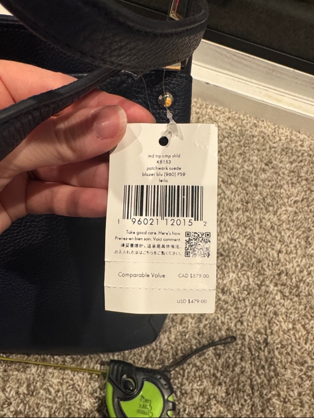 kate spade Navy and Light Blue Patchwork Leather Shoulder Bag - Picture 5 of 9